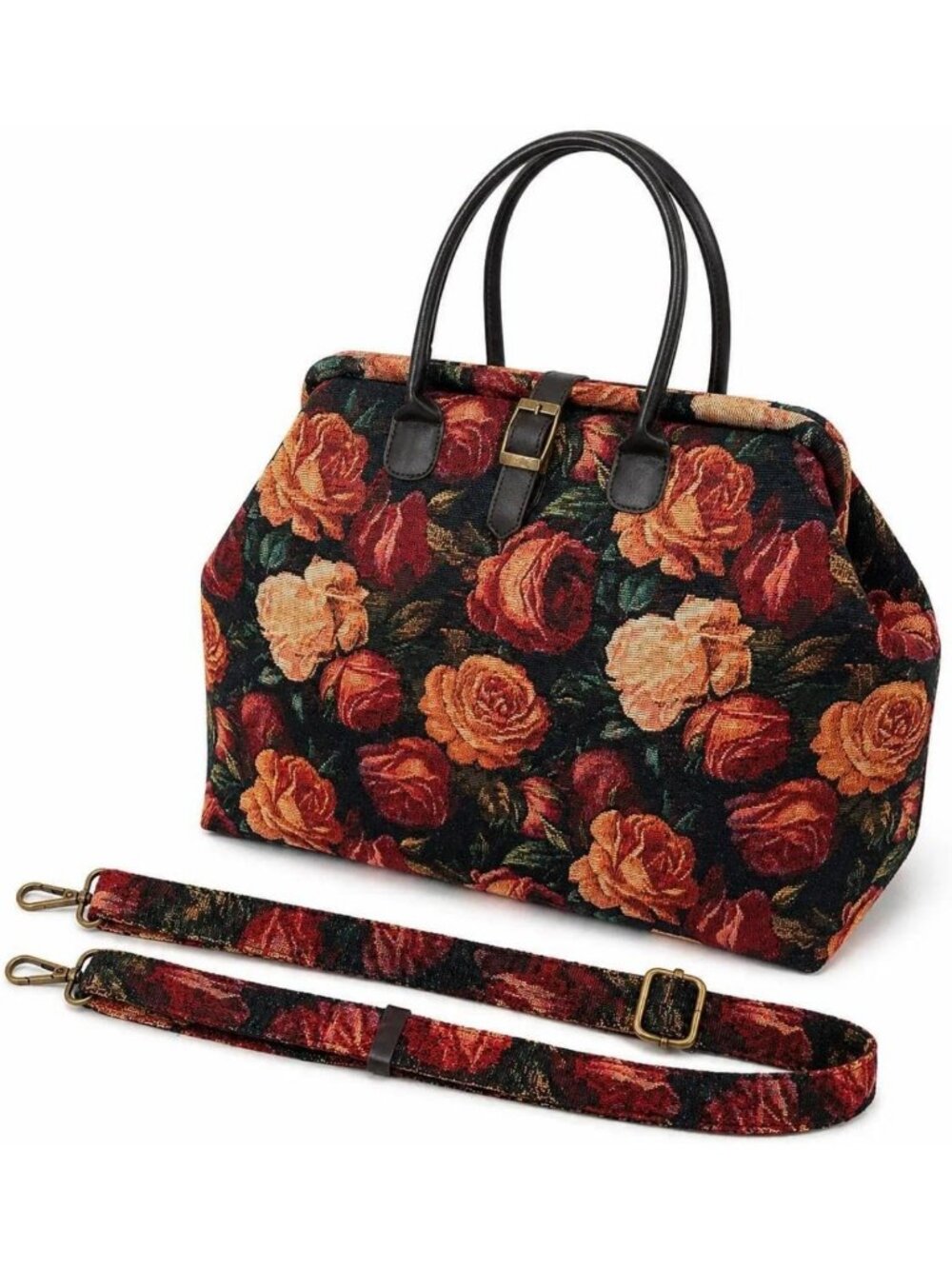 Vintage Floral Tapestry Weekender Bag | Large Capacity Crossbody Tote for Travel